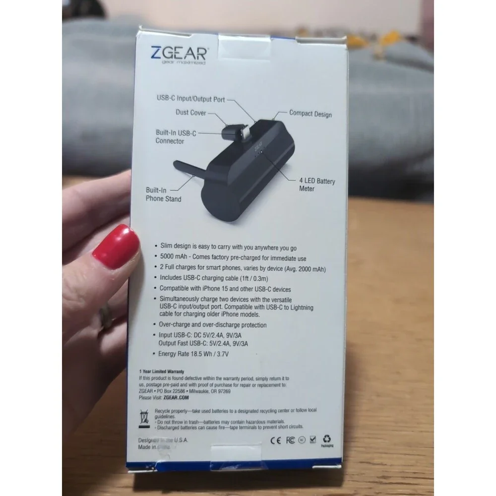 Zgear Mini Portable Usb-C Power Bank